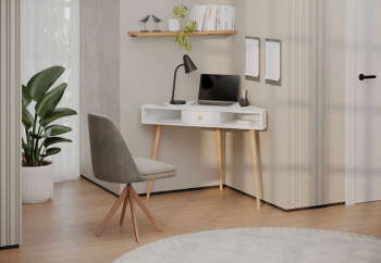 Стол письменный угловой, арт.6-01104, белый(ГК) в Заречном - zarechnyj.mebel-e96.ru