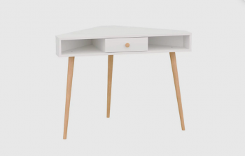 Стол письменный угловой, арт.6-01104, белый(ГК) в Заречном - zarechnyj.mebel-e96.ru