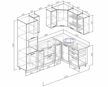 Угловой кухонный гарнитур Жемчуг 2400х1600 мм в Заречном - zarechnyj.mebel-e96.ru