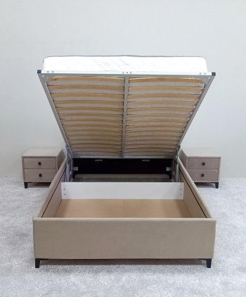 Кровать с подъемным механизмом Мега беж (Лин) в Заречном - zarechnyj.mebel-e96.ru