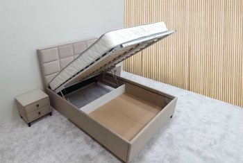 Кровать с подъемным механизмом Мега беж (Лин) в Заречном - zarechnyj.mebel-e96.ru