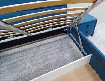 Кровать с подъемным механизмом Мега синий (Лин) в Заречном - zarechnyj.mebel-e96.ru