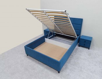 Кровать с подъемным механизмом Мега синий (Лин) в Заречном - zarechnyj.mebel-e96.ru