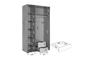 Шкаф 1260 мм с зеркалом Адам графит (Мебельсон) в Заречном - zarechnyj.mebel-e96.ru