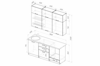 Кухонный гарнитур Альба макси 1800 мм (Герда) в Заречном - zarechnyj.mebel-e96.ru