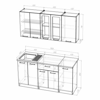 Кухонный гарнитур Алина стандарт 1600 мм (Герда) в Заречном - zarechnyj.mebel-e96.ru