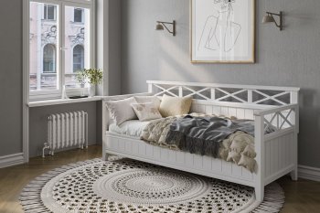 Кровать из массива Амелия белый античный (БМ) в Заречном - zarechnyj.mebel-e96.ru