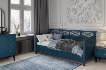 Кровать из массива Амелия сапфир без ящиков (БМ) в Заречном - zarechnyj.mebel-e96.ru