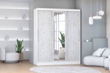 Шкаф-купе 1700 мм 3-х дверный с 1-м зеркалом (арт. 012) белый/цемент (Диал) в Заречном - zarechnyj.mebel-e96.ru