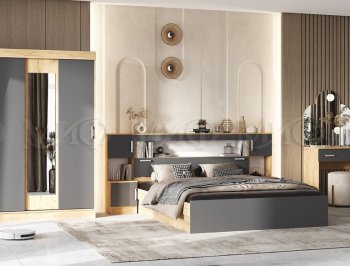 Спальный гарнитур Бася крафт/графит (Миф) в Заречном - zarechnyj.mebel-e96.ru