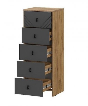 Комод (5 ящиков) Байкал Графит/Дуб золотой (СВ) в Заречном - zarechnyj.mebel-e96.ru