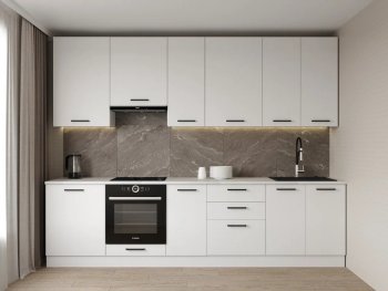 Кухонный гарнитур высокий Белый глянец 3000 мм МДФ (Санвут) в Заречном - zarechnyj.mebel-e96.ru