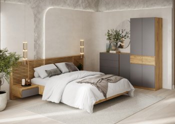 Спальный гарнитур Бостон Лайт серый (Стиль) в Заречном - zarechnyj.mebel-e96.ru