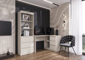 Письменный стол угловой + Стеллаж Челси кашемир (Миф) в Заречном - zarechnyj.mebel-e96.ru