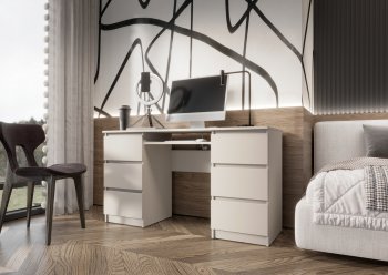 Письменный стол Челси 6 ящиков кашемир (Миф) в Заречном - zarechnyj.mebel-e96.ru