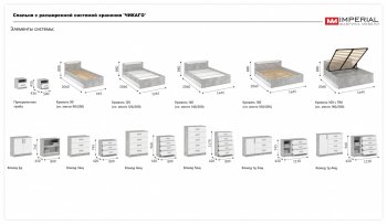 Спальный гарнитур Чикаго модульный, ателье светлый/белый (Имп) в Заречном - zarechnyj.mebel-e96.ru