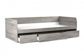 Кровать 900 с ящиками Денвер Риббек серый (СБК) в Заречном - zarechnyj.mebel-e96.ru