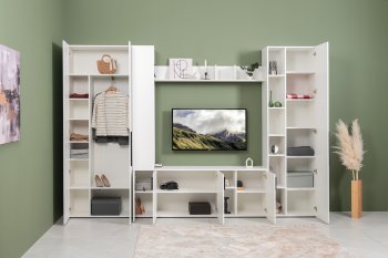 Стенка Эйр модульная, белый (Моби) в Заречном - zarechnyj.mebel-e96.ru