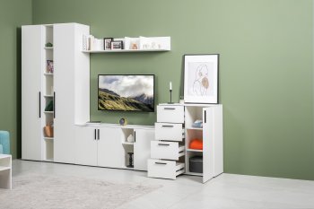 Стенка Эйр комп 1, белый (Моби) в Заречном - zarechnyj.mebel-e96.ru