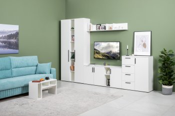Стенка Эйр комп 1, белый (Моби) в Заречном - zarechnyj.mebel-e96.ru