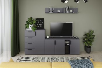 Стенка Эйр комп.1, графит (Моби) в Заречном - zarechnyj.mebel-e96.ru
