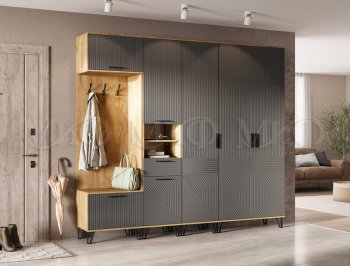 Прихожая Флэш крафт/графит модульная (Миф) в Заречном - zarechnyj.mebel-e96.ru