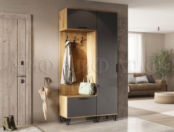 Прихожая Флэш крафт/графит модульная (Миф) в Заречном - zarechnyj.mebel-e96.ru