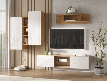 Стенка Флэш крафт/белый (Миф) в Заречном - zarechnyj.mebel-e96.ru