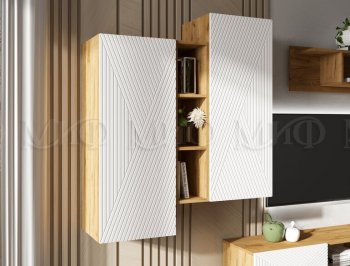 Стенка Флэш крафт/белый (Миф) в Заречном - zarechnyj.mebel-e96.ru