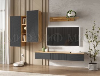 Стенка Флэш комп.2 крафт/графит (Миф) в Заречном - zarechnyj.mebel-e96.ru