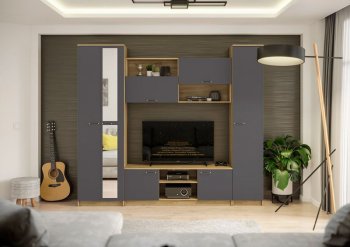 Стенка Герда крафт/графит (ИЦ) в Заречном - zarechnyj.mebel-e96.ru