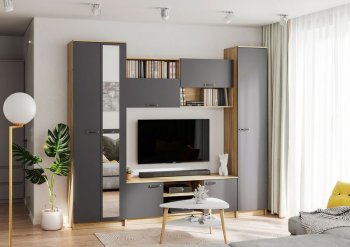 Стенка Герда крафт/графит (ИЦ) в Заречном - zarechnyj.mebel-e96.ru
