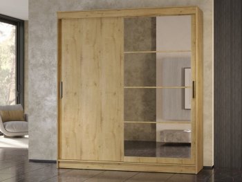 Шкаф-купе 2000 мм Гранд-1 ЛДСП/Зеркало, дуб вотан (Эра) в Заречном - zarechnyj.mebel-e96.ru