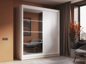 Шкаф-купе 2000 мм Гранд-1 ЛДСП/Зеркало, Белый (Эра) в Заречном - zarechnyj.mebel-e96.ru