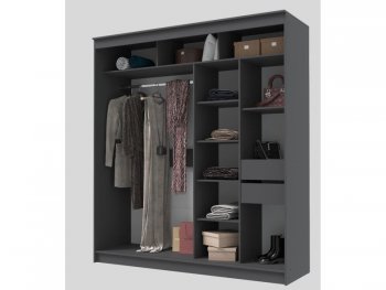 Шкаф-купе 2000 мм Гранд-1 зеркало/зеркало, графит (Эра) в Заречном - zarechnyj.mebel-e96.ru