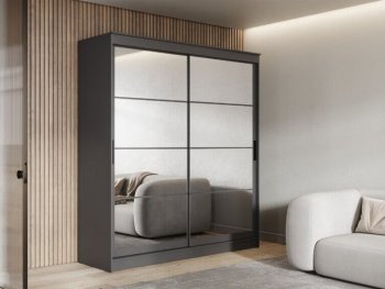 Шкаф-купе 2000 мм Гранд-1 зеркало/зеркало, графит (Эра) в Заречном - zarechnyj.mebel-e96.ru