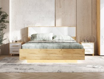 Кровать парящая Ирис крафт/белый с подсветкой (Миф) в Заречном - zarechnyj.mebel-e96.ru