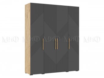 Шкаф 1800 мм Ирис с антресолью крафт/графит (Миф) в Заречном - zarechnyj.mebel-e96.ru