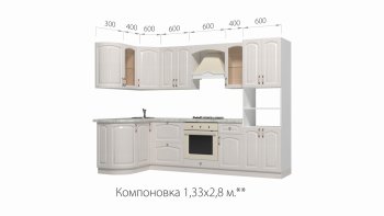 Кухонный гарнитур Кантри 1330*2800 мм в Заречном - zarechnyj.mebel-e96.ru