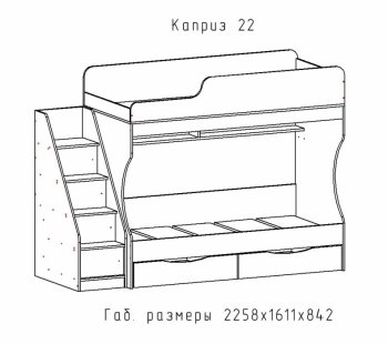 Кровать двухъярусная Каприз-22 (АстридМ) в Заречном - zarechnyj.mebel-e96.ru