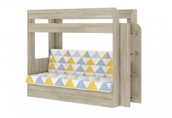 Кровать 2-х ярусная с диваном Карамель 75 сонома (Otto Yellow) в Заречном - zarechnyj.mebel-e96.ru