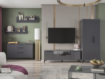 Стенка Кимберли графит, модульная (Handis) в Заречном - zarechnyj.mebel-e96.ru