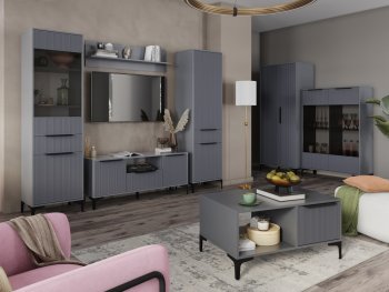 Стенка Кимберли графит, модульная (Handis) в Заречном - zarechnyj.mebel-e96.ru