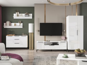 Стенка Кимберли белый, модульная (Handis) в Заречном - zarechnyj.mebel-e96.ru