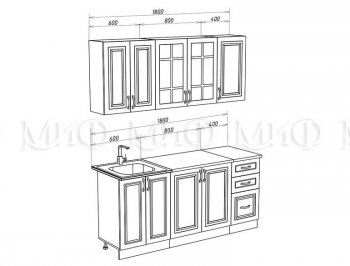 Кухонный гарнитур Констанция 1800 мм белый/джинс (Миф) в Заречном - zarechnyj.mebel-e96.ru
