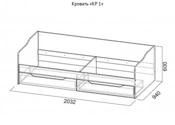 Кровать КР-1 Дуб сонома (СВ) в Заречном - zarechnyj.mebel-e96.ru