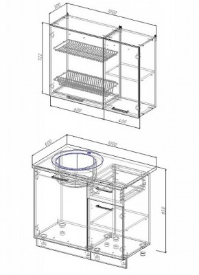 Кухонный гарнитур Антрацит 1000 в Заречном - zarechnyj.mebel-e96.ru