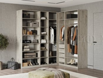 Гардеробная/шкаф 2200*1706 мм Ларго №3 дуб крафт серый/кашемир (Миф) в Заречном - zarechnyj.mebel-e96.ru