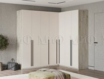 Гардеробная/шкаф 2200*1706 мм Ларго №3 дуб крафт серый/кашемир (Миф) в Заречном - zarechnyj.mebel-e96.ru