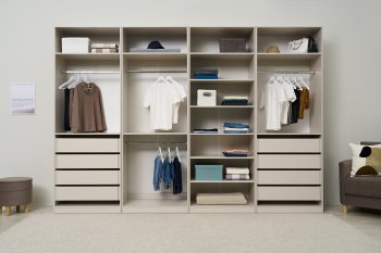 Гардеробная/шкаф 3200 мм Ларго №2 открытая Кашемир (Миф) в Заречном - zarechnyj.mebel-e96.ru